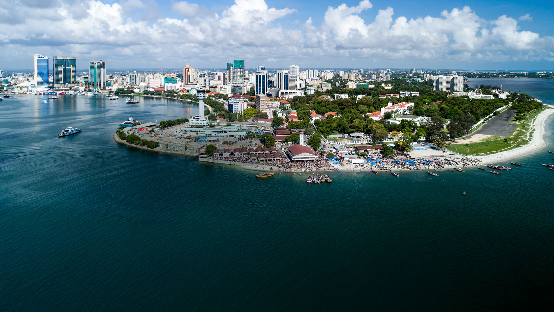 Dar es Salaam, a mix of modern, colonial architecture and gateway for trade, tourism, and transportation in East Africa
